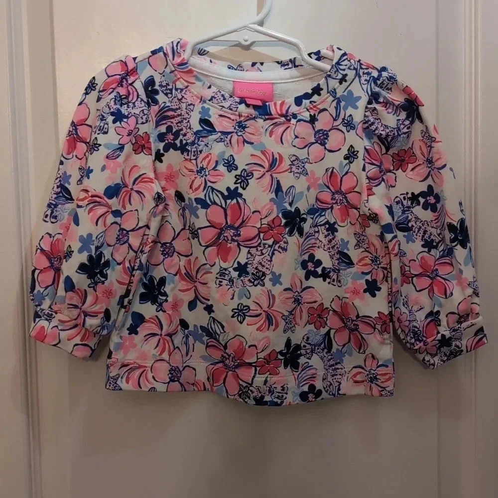 LILLY PULITZER GIRLS MINI CORDEN SWEATSHIRT, PARTY LIKE A LOBSTAR, NWT - Picture 2 of 5